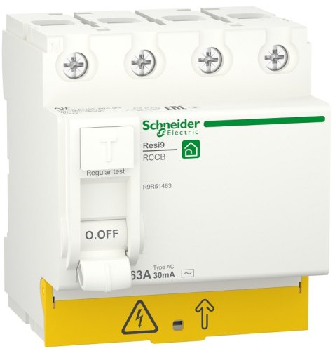 Выключатель дифференциального тока УЗО Schneider Electric Resi9 4п 63А 30мА 6кА тип AC  картинка